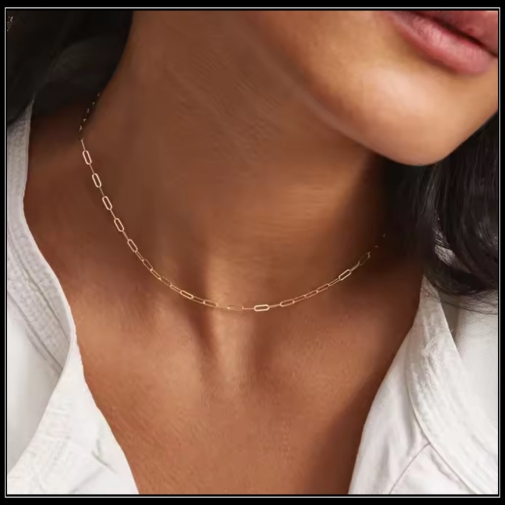 Clearance! New gold steel small link paperclip choker chain hip hop necklace